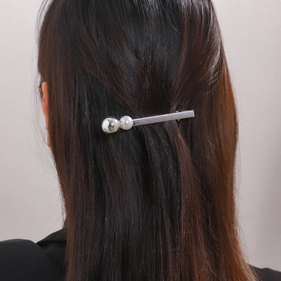 women's simple style geometric metal plating inlay artificial pearls hair clip