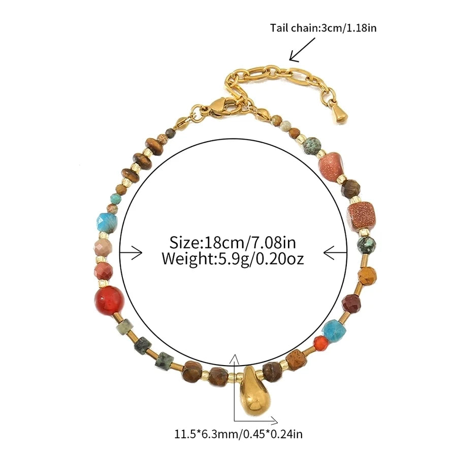 Retro Bohemian Irregular Geometric natural stone Tiger Eye Bracelets Necklace In Bulk