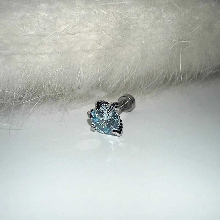 1 Piece Simple Style Geometric Titanium Steel Zircon Ear Studs