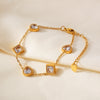 Preppy Style Commute Shiny Square Heart Shape Titanium Steel 18K Gold Plated Zircon Bracelets In Bulk