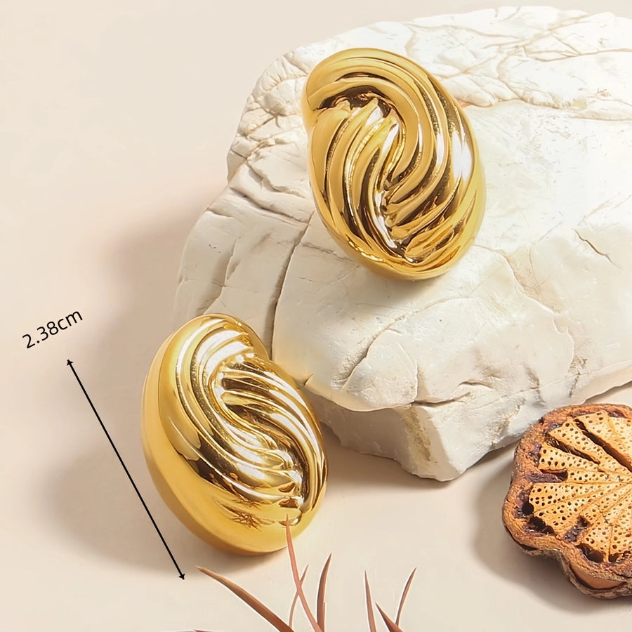 1 Pair Modern Style Simple Style Solid Color Spiral 304 Stainless Steel 18K Gold Plated Ear Studs