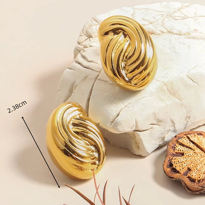 1 Pair Modern Style Simple Style Solid Color Spiral 304 Stainless Steel 18K Gold Plated Ear Studs