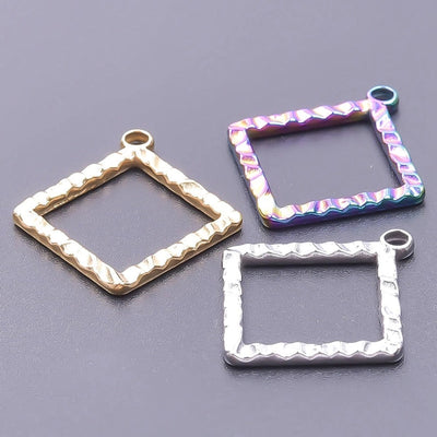 Jewelry Basic Simple Style Classic Style Square 304 Stainless Steel 18K Gold Plated Plating Pendant Necklace