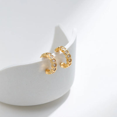 1 Pair Lady Modern Style Shiny Semicircle Inlay Copper Zircon Ear Cuffs