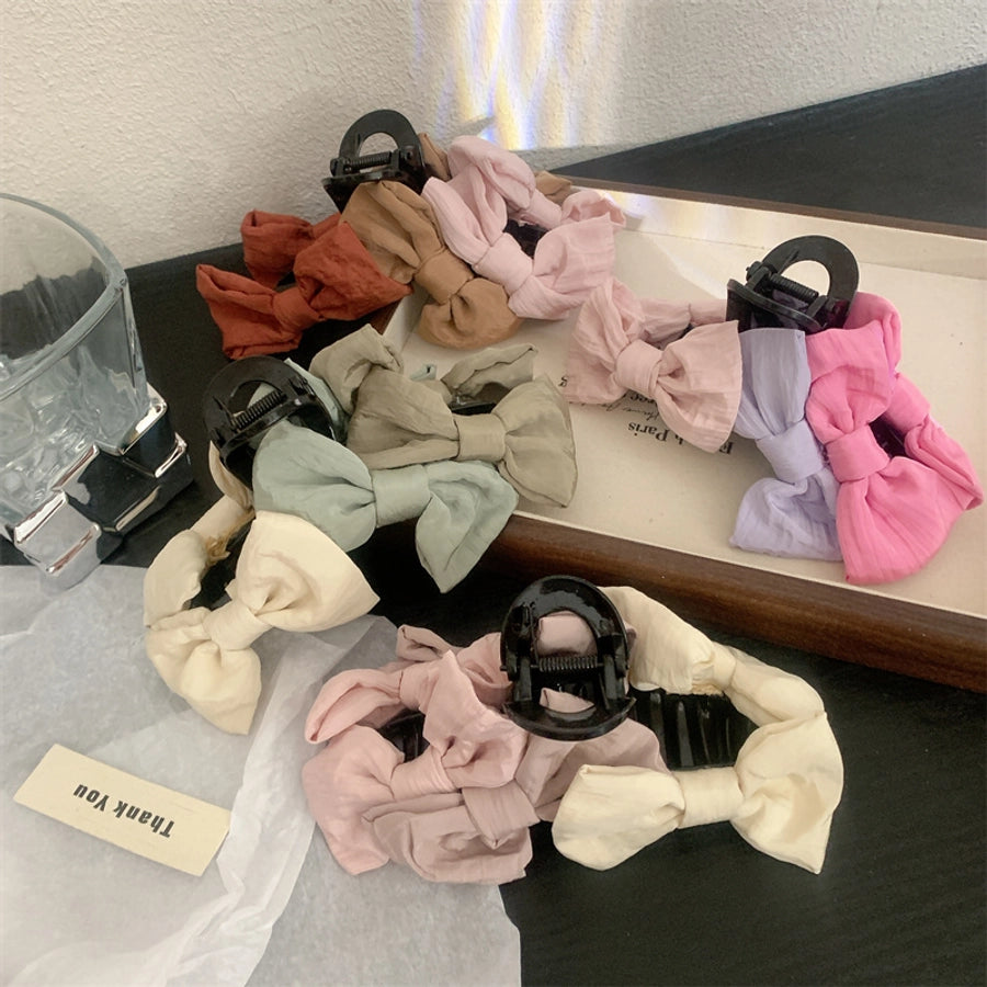 Women's Korean Style Bow Knot Plastic Cloth Hair Claws