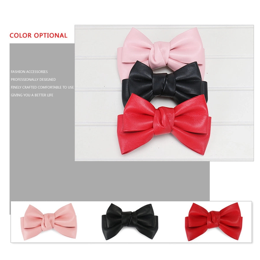 Women's Simple Style Classic Style Bow Knot Pu Leather Hair Clip