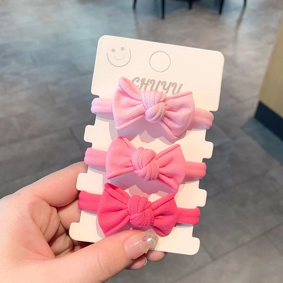 cute rainbow fluorescent solid color bow tie ponytail head rope set