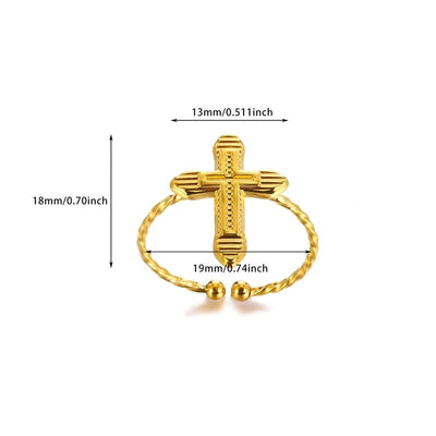 Jewelry Casual Vintage Style Streetwear Cross 304 Stainless Steel 18K Gold Plated Open Rings