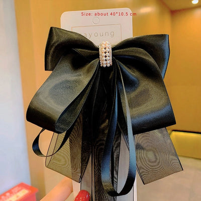 women's casual sweet commute bow knot fabric gauze hair clip