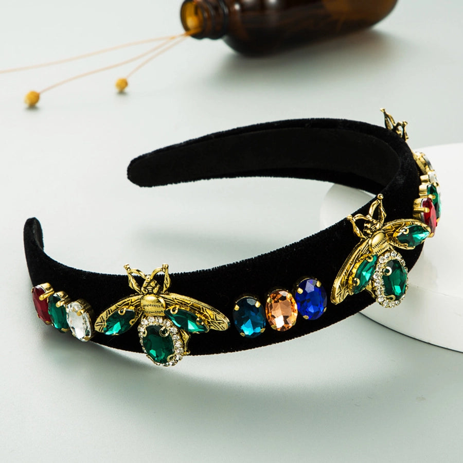alloy bee diamond-studded gold velvet headband
