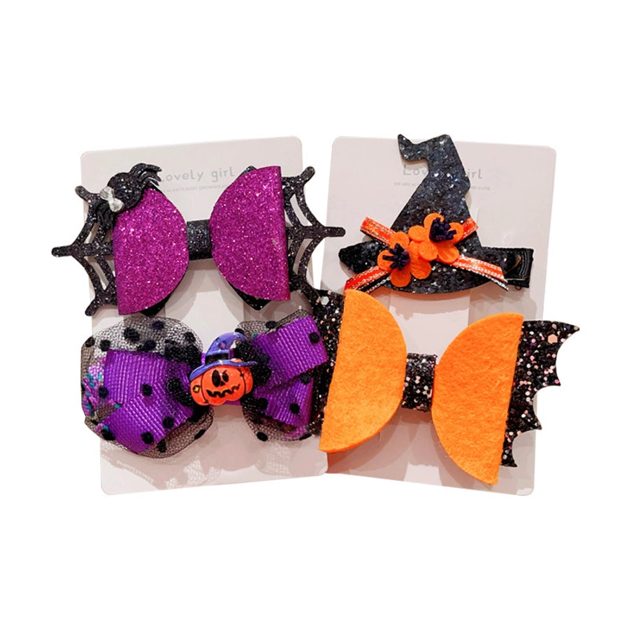 Halloween Cute Funny Women's Pumpkin Cat Bow Knot Hair Clip
