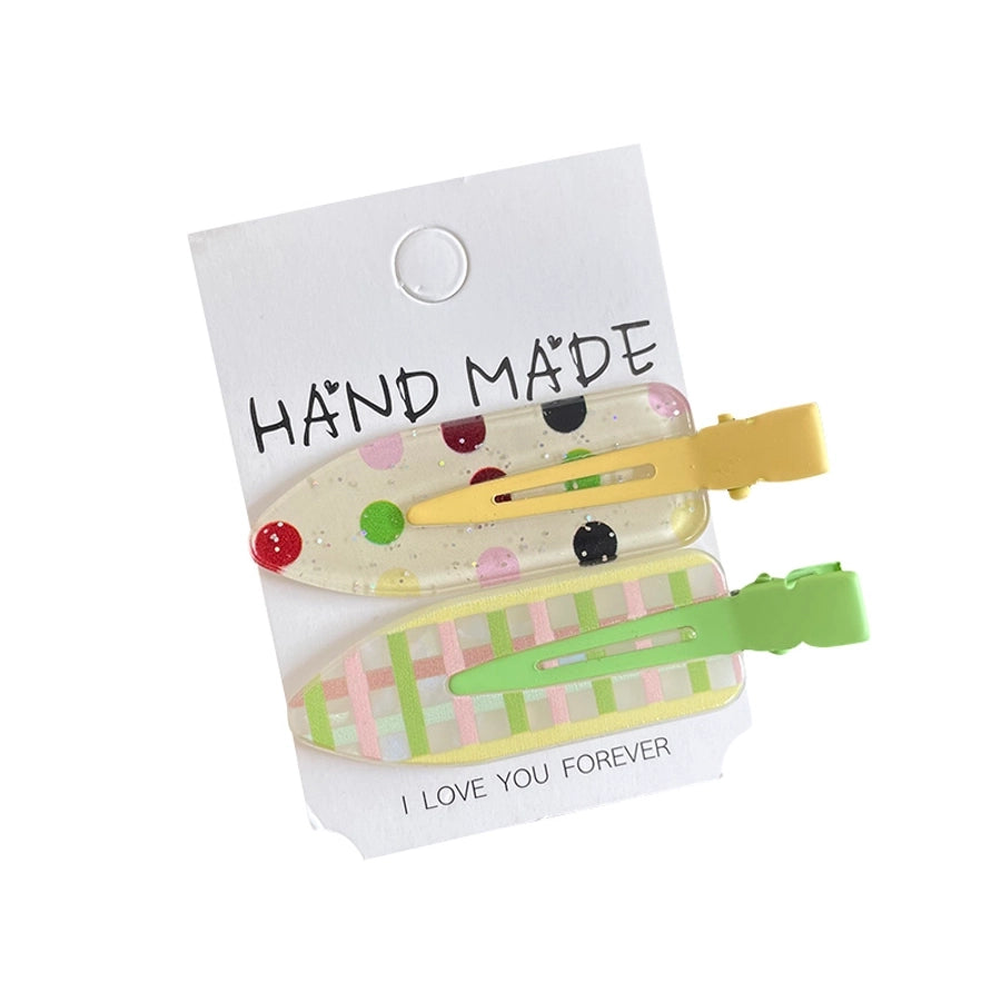 Women's IG Style Cute Stripe Fruit Solid Color Plastic Resin Hair Clip