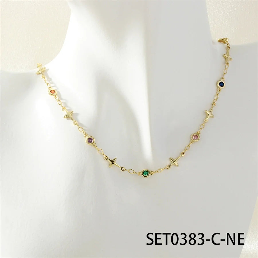 Jewelry IG Style Facial Features Eye  Face Copper Zircon Enamel Inlay Bracelets Necklace