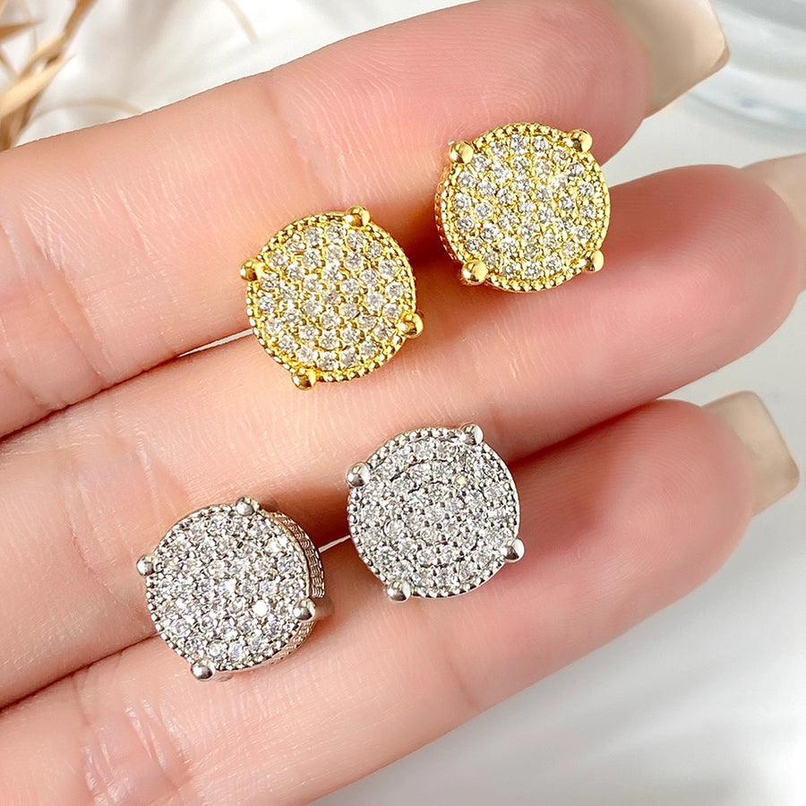 1 Pair Retro Geometric Plating Inlay Copper Zircon Zircon Ear Studs