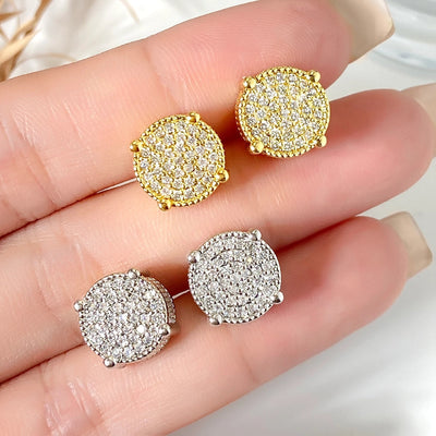 1 Pair Retro Geometric Plating Inlay Copper Zircon Zircon Ear Studs