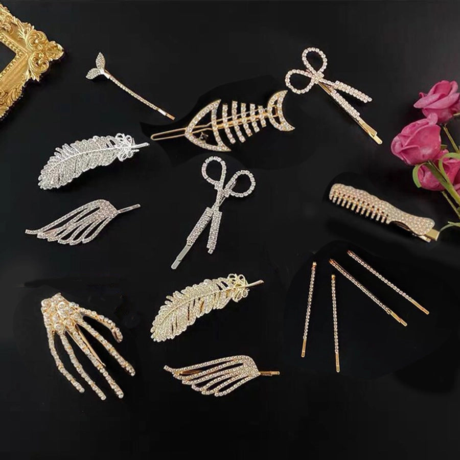 fashion heart shape butterfly snowflake imitation pearl alloy inlay rhinestones hair clip 1 piece