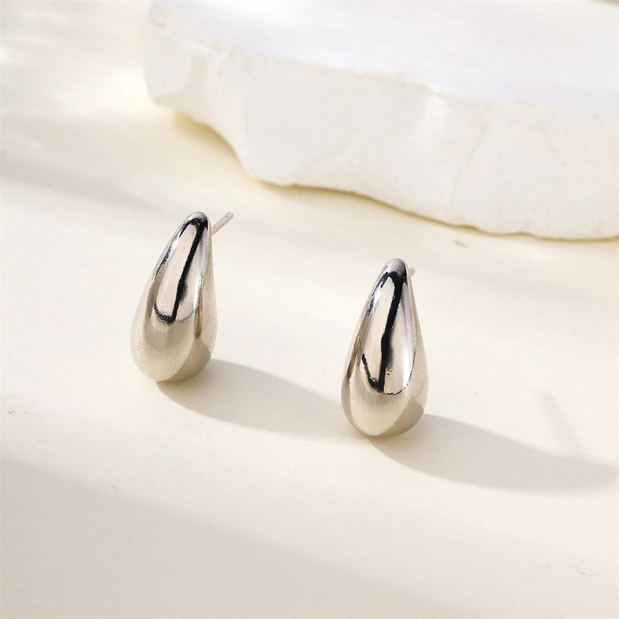 1 Pair Casual Simple Style Water Droplets 304 Stainless Steel 18K Gold Plated Ear Studs