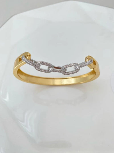 Jewelry Vintage Style Geometric Copper Zircon Mixed Metal Plating Bangle