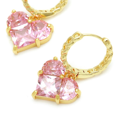1 Pair Vintage Style Classic Style Heart Shape Plating Copper Zircon Drop Earrings