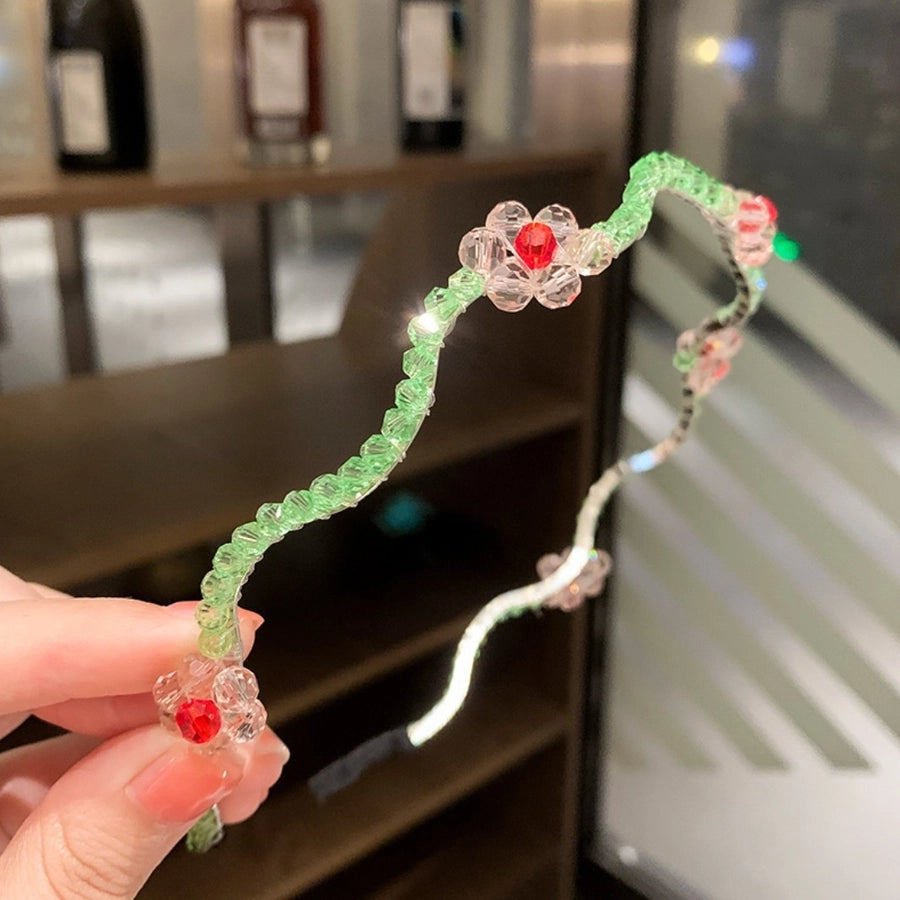 simple style round baroque pearls chain inlay pearl hair band