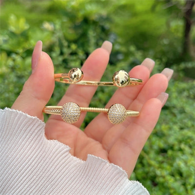 Multi-Style Copper Plating 18K Gold round Inlaid Full Rhinestone Zircon Bracelet Fashion High-End Suitable for Daily Wear Valentine's Day Gift