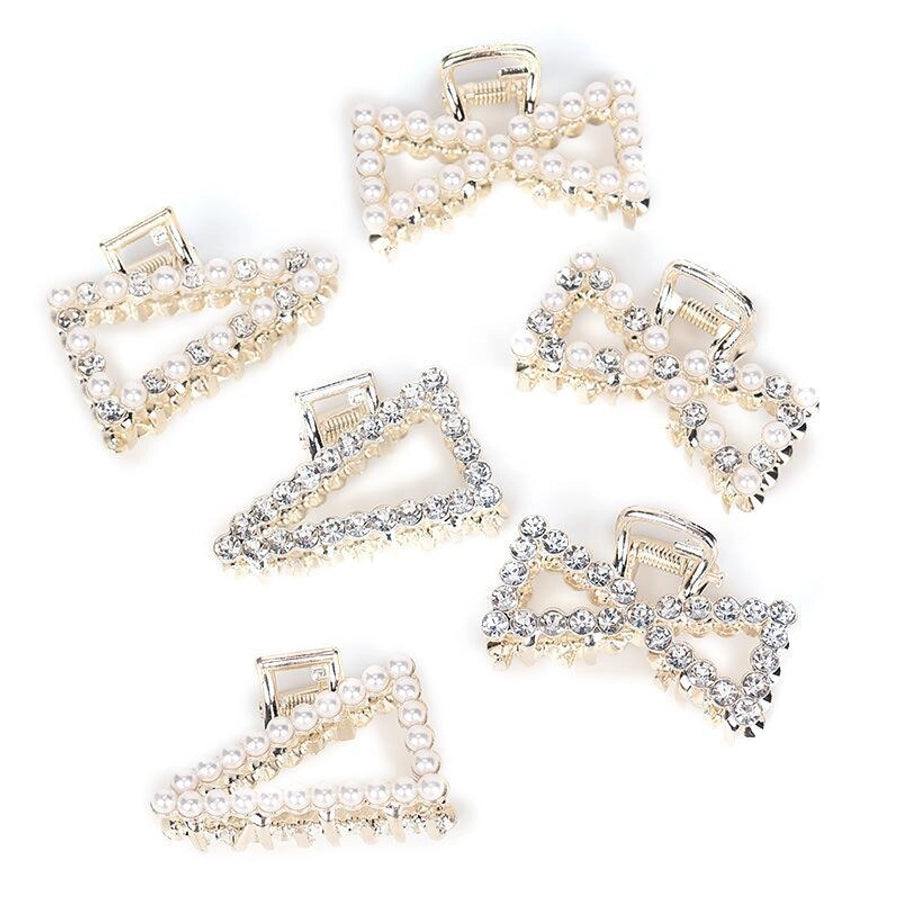 simple style solid color alloy inlay rhinestones hair claws 1 piece