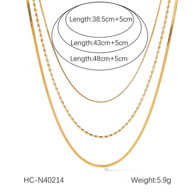 Wholesale Jewelry IG Style Commute Geometric 304 Stainless Steel Titanium Steel 18K Gold Plated Three Layer Necklace ball chain snake chain