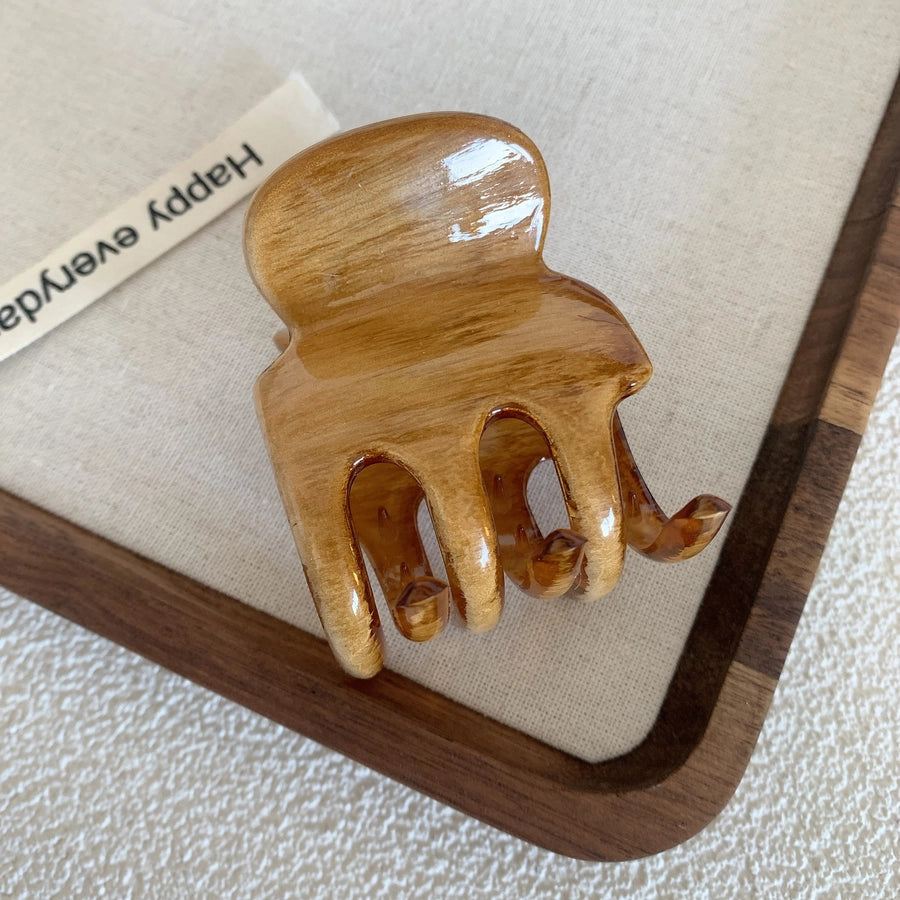 retro solid color hollow out hair claws