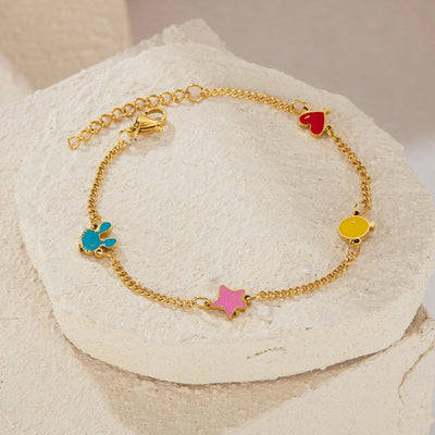 Simple Style Star Heart Shape 304 Stainless Steel Cuban Link Chain Curb Chain Bracelets In Bulk