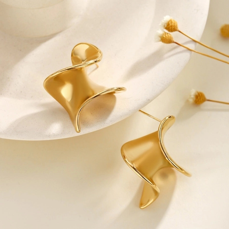 1 Pair Glam Classical Romantic Spiral 304 Stainless Steel Ear Studs