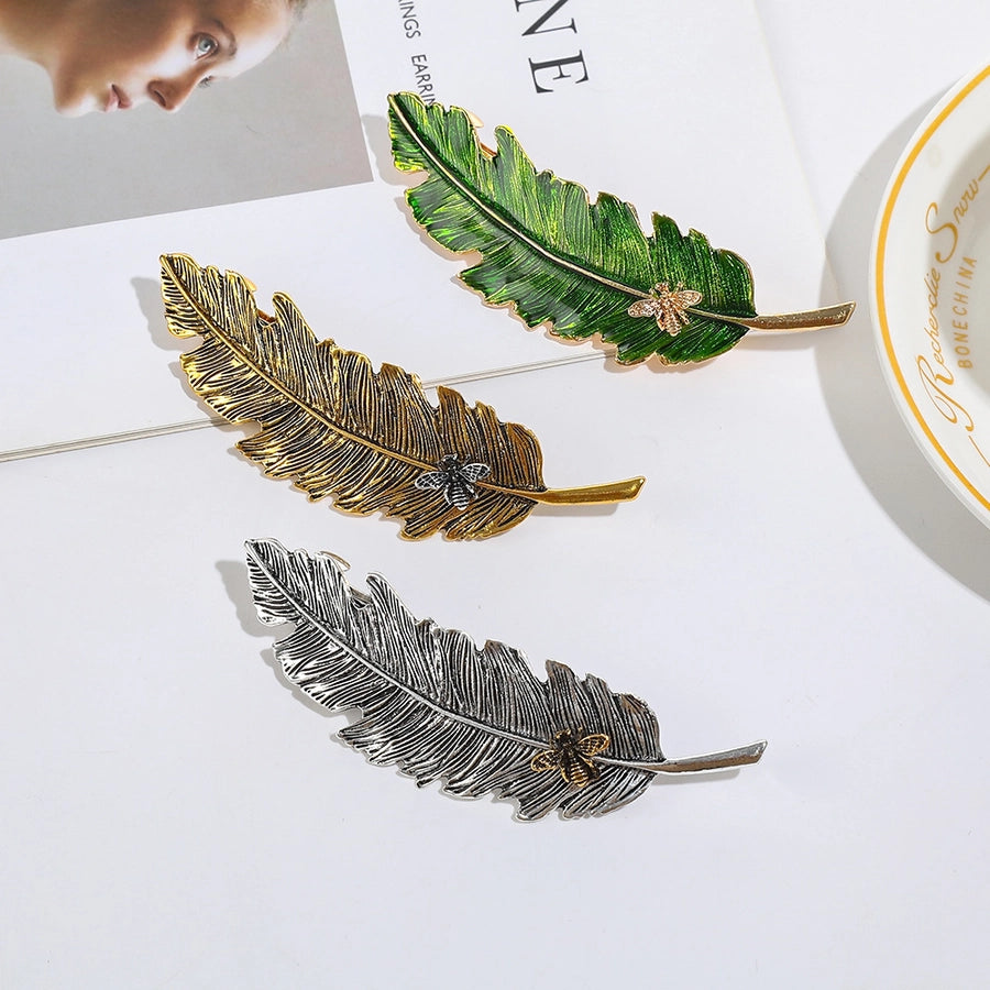 Women's Simple Style Classic Style Feather Zinc alloy Inlay Rhinestones Hair Clip