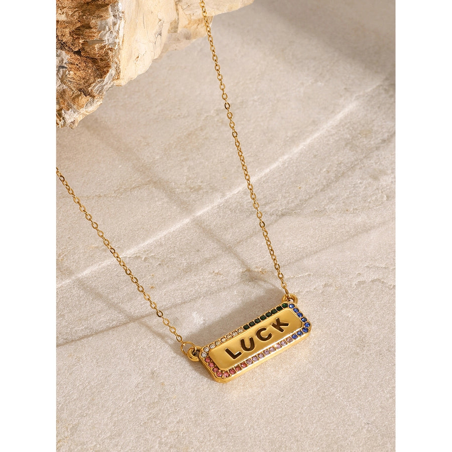 Jewelry Simple Style Classic Style Letter 304 Stainless Steel Zircon Inlay Necklace