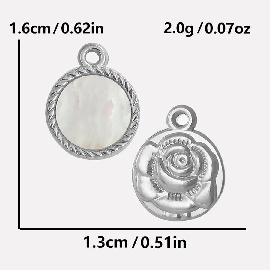 Jewelry Vintage Style Classic Style Round 304 Stainless Steel Shell Abalone Shell 18K Gold Plated Irregular Plating Charms Pendant Necklace