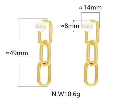 1 Pair Vintage Style Classic Style Geometric Plating Copper Pearl Drop Earrings