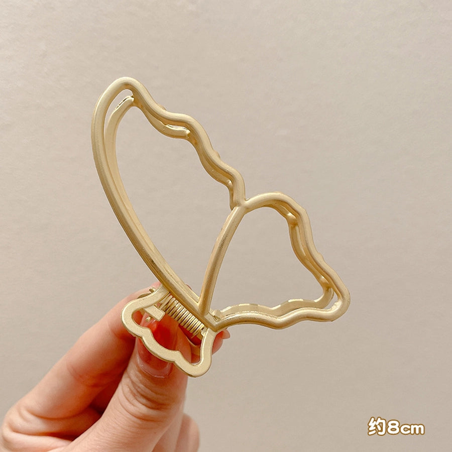 simple style solid color alloy resin hollow out hair claws