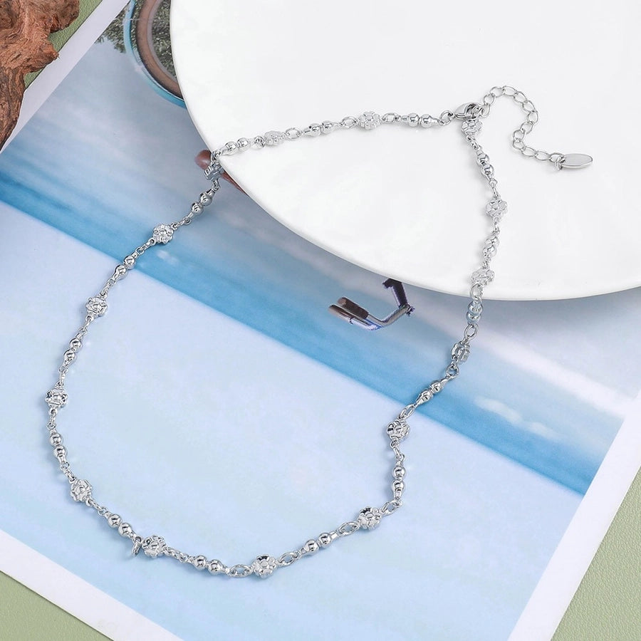 Jewelry Sweet Simple Style Flower 304 Stainless Steel Necklace