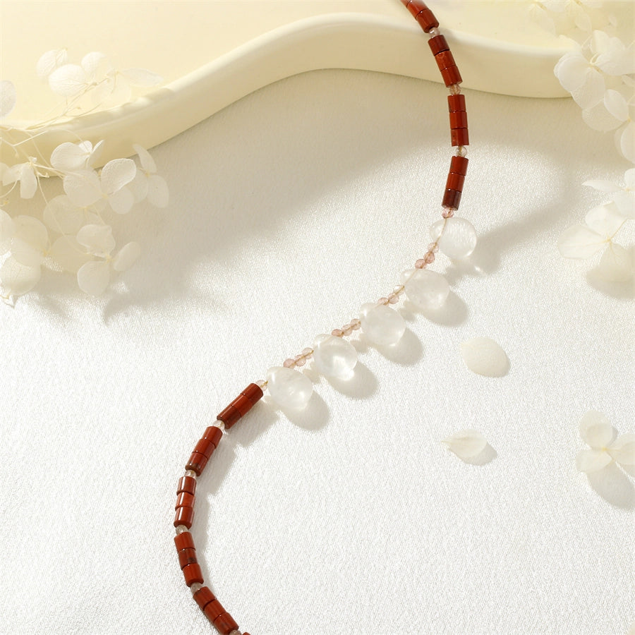 Ethnic Style Water Droplets natural stone Copper Pendant Necklace In Bulk