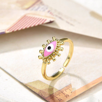 Copper Plating 18K Color Retaining Glossy Oval Eye Opening Ring