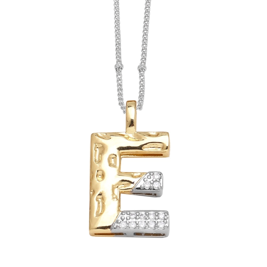 Jewelry Modern Style Simple Style letter 201 Stainless Steel Copper Zircon 18K Gold Plated Mixed Metal Inlay Pendant Necklace