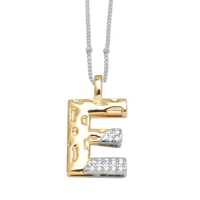 Jewelry Modern Style Simple Style letter 201 Stainless Steel Copper Zircon 18K Gold Plated Mixed Metal Inlay Pendant Necklace
