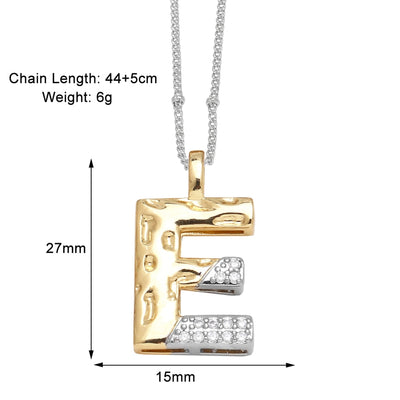 Jewelry Modern Style Simple Style letter 201 Stainless Steel Copper Zircon 18K Gold Plated Mixed Metal Inlay Pendant Necklace