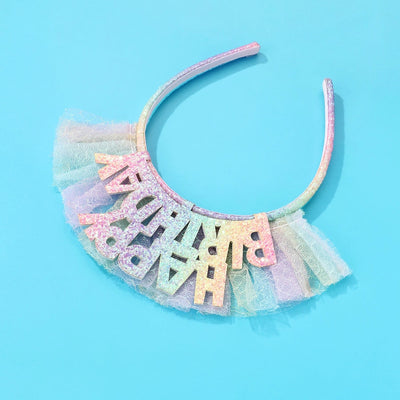 Kid'S Cute Romantic Sweet Letter Plastic Cloth Sequins Net Yarn Hair Band