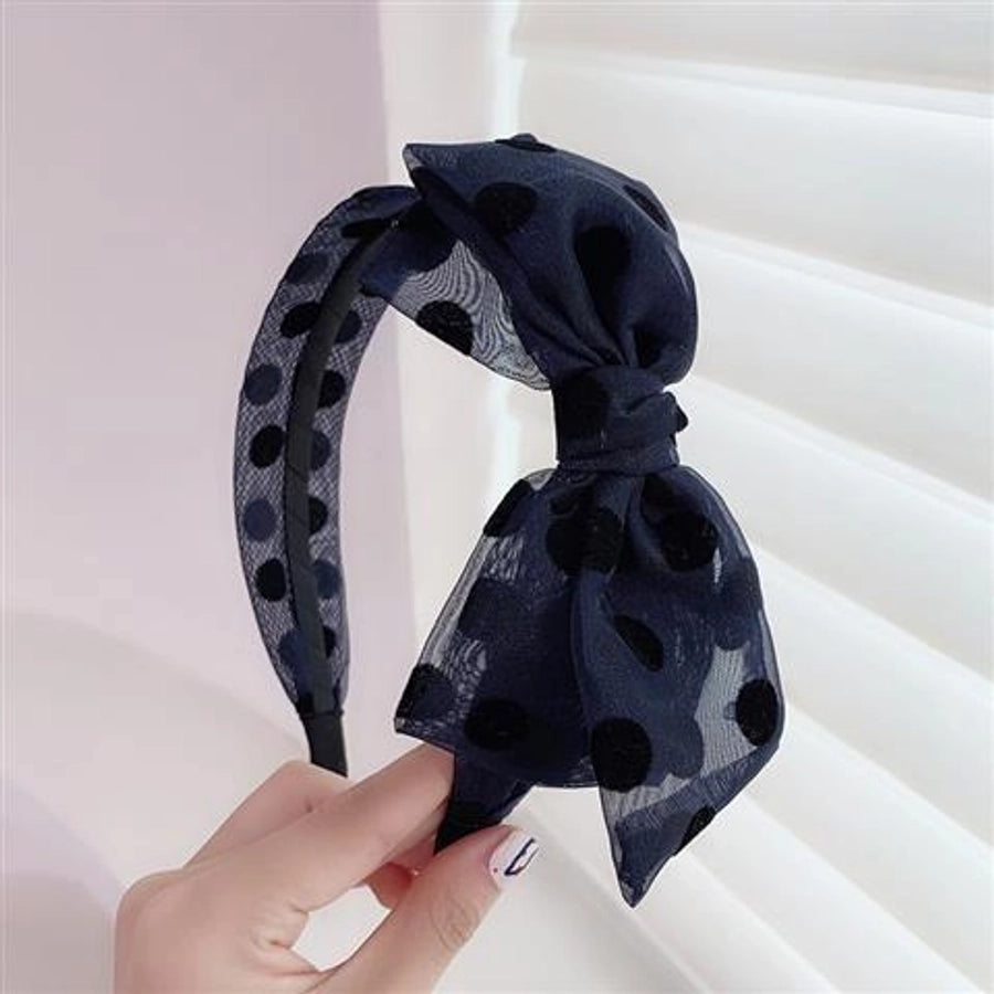 Elegant niche polka dot bow headband female versatile internet celebrity  outing hair band Sweet wide-brimmed simple headband