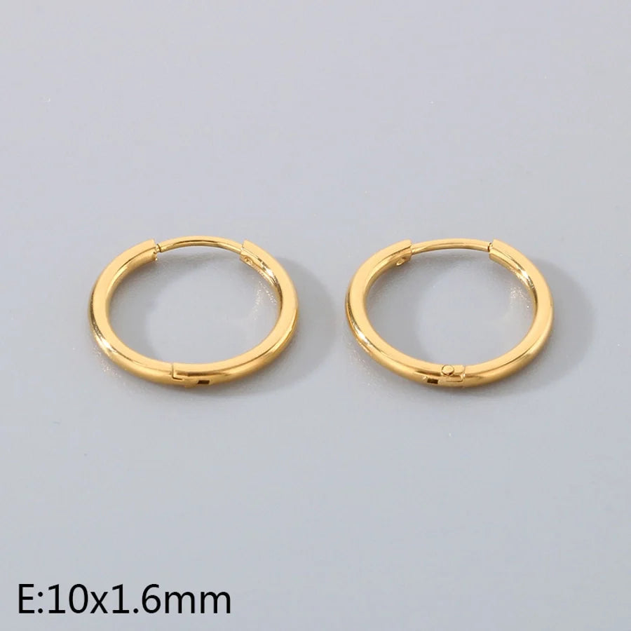 1 Pair Simple Style Round 304 Stainless Steel 18K Gold Plated Earrings