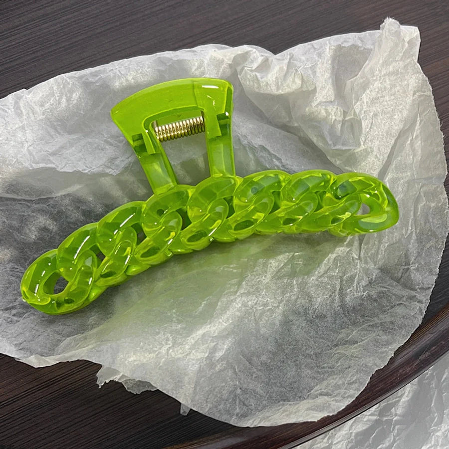simple large semi-transparent candy color chain hair claw shark clip