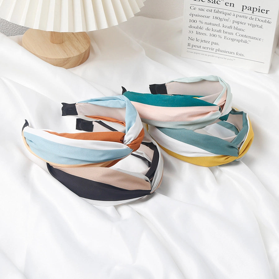 retro hairband women's fabric stitching stripe hair bundle pressure hair hoop net popular  new hairpin headdress