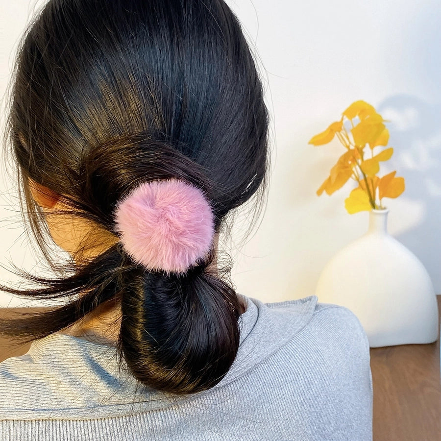 Women's Simple Style Solid Color Plush Hair Tie