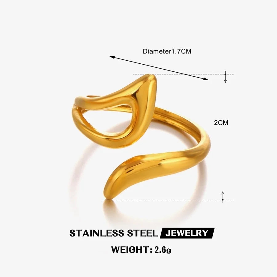 Jewelry IG Style Simple Style Lines 304 Stainless Steel 18K Gold Plated Polishing Rings