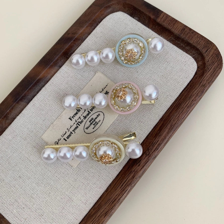 Women's Elegant Simple Style Streetwear Floral Iron Inlay Artificial Pearls Hair Clip