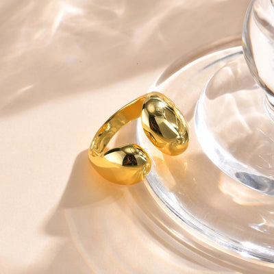 Copper Plated 14K Gold Water Drop Open Ring